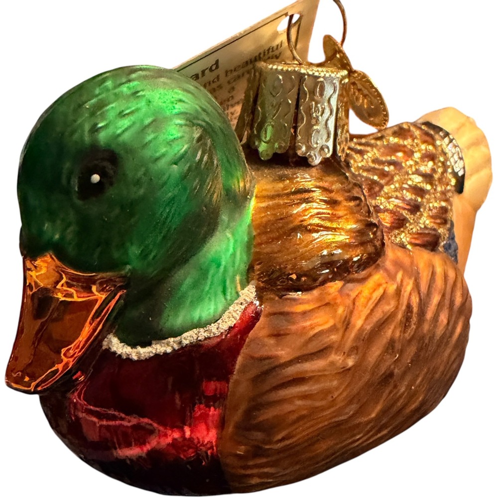 Old World Christmas Mallard Duck Glass Ornament Hand Painted Bird 12051 OWC Tag